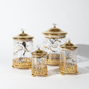 Design in marmo serbatoio decorazione per la casa barattoli di cibo in oro piantare contenitore di vetro barattolo con coperchio - Product Image 5