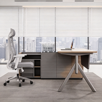 Bureau de direction moderne avec armoire latérale, table de direction en forme de L pour le bureau