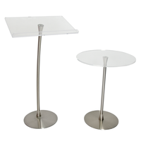 1 plateau incurvé en acier inoxydable et acrylique clair, avec Table transparente, lanterne en Lucite
