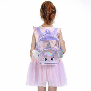Zaino Estivo Impermeabile in Poliestere Trasparente con <span class=keywords><strong>Unicorno</strong></span> Cartoon per Bambine, Carino <span class=keywords><strong>Zainetto</strong></span> da Scuola per Asilo - Product Image 4