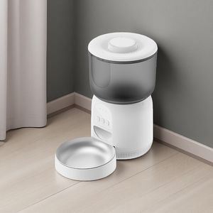 वाईफाई नियंत्रित स्मार्ट पालतू पशु फीडर 3 एल ऑटो फूड डिस्पेंसर 1-10 भोजन भाग 10 की आवाज रिकॉर्डर विरोधी प्लास्टिक - Product Image 2