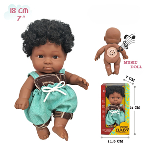 Meilleure vente poupée 18cm peau foncée vinyls vinyls africains babyDoll - Product Image 6