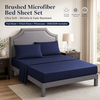 Parure de lit en tissu brossé bleu marine foncé, douce et chaude, en microfibre brossée, 4 pièces, pour la maison, la chambre ou l'hôtel