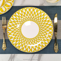 Service de table de luxe léger et simple, style occidental, comprenant assiettes rondes, plats à dim sum, bols, cuillères et tasses à café, pour banquets et dîners