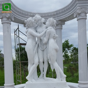 Hochwertiger Weißer Marmor Außendekoration Griechische 3-Göttinnen Stein-Wasserbrunnen - Product Image 2
