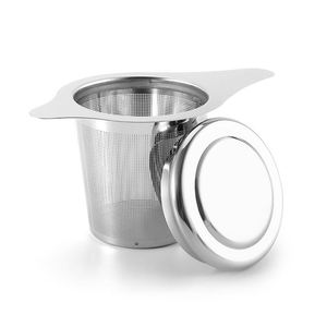 304 Stainless Steel Double-Handle Reusable <b>Infuser</b> Coffee With Mesh Lid Utensil Filter Durable Metal <b>Tea</b> Strainer - Product Image 1