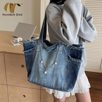 Sac à main décontracté pour femme, sac de plage, sac à bandoulière, sac fourre-tout en jean réutilisable et personnalisé, fabriqué en Chine
