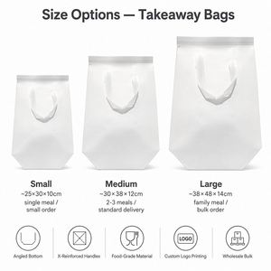 Sac à emporter non tissé de qualité alimentaire, thermosoudé, à fond incliné, avec logo personnalisé, réutilisable, pour restaurants, tailles S, M, L, vente en gros - Product Image 3