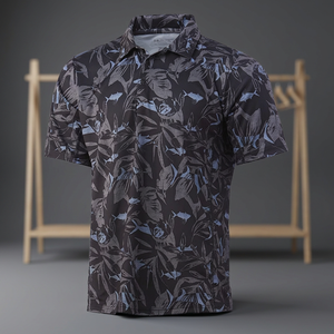 Camiseta Polo de Pesca para Hombre, de Secado Rápido, UPF 50, 100% Poliéster, Estampado Digital, 160g, Manga Corta, Diseño de Plantas, Logotipo Frontal - Product Image 3