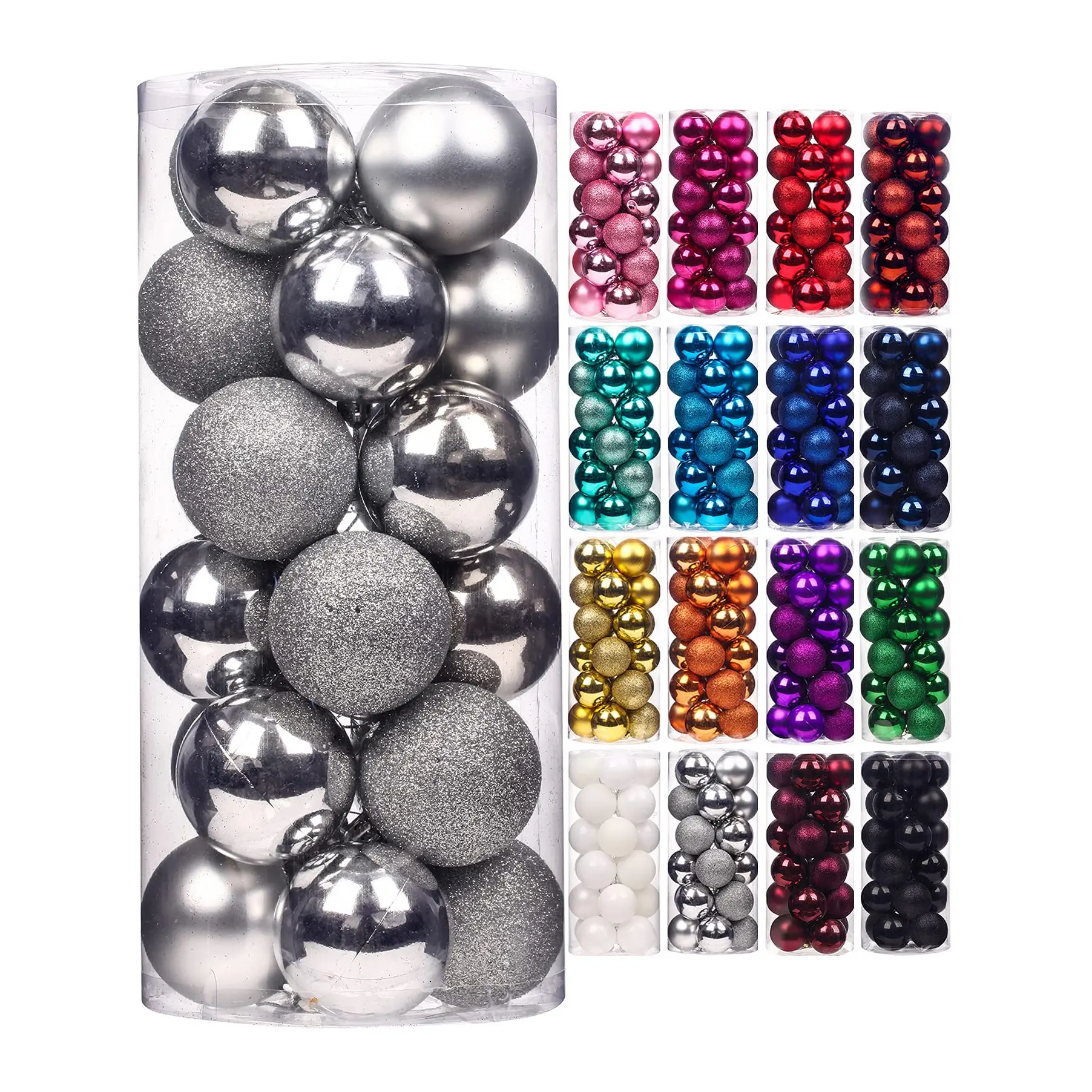 Популярные разноцветные пластиковые небьющиеся украшения на заказ, набор из 24 рождественских шариков для украшения дома