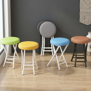 <b>Foldable</b> chair Home-style chair with soft backrest simple <b>desk</b> and chair set dormitory folding stool balcony <b>small</b> stool - Product Image 1