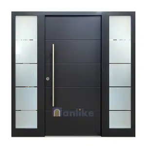 Anlike Foshan Russian Security External Aluminum Panel Puertas Metal Contemporary Entry Front Cast Aluminium Doors
