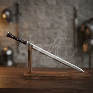 Magnifique couteau utilitaire Bowie de chasse et de camping en acier inoxydable, avec fourreau en cuir fait main sur mesure, longueur totale de 30 pouces, manche en bois - Product Image 5