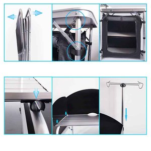 Table pliante en alliage d'aluminium pour le <span class=keywords><strong>camping</strong></span>, la <span class=keywords><strong>cuisine</strong></span> mobile, les hôpitaux, les gymnases avec un placard en tissu - Product Image 4