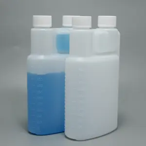 Botol Pencampur Bahan Bakar Plastik, Botol Dispenser Ruang Ganda Plastik 600Ml 20Oz dengan Ruang Dosis