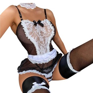 Nuovo Design <span class=keywords><strong>Sexy</strong></span> Lingerie Cosplay <span class=keywords><strong>da</strong></span> donna intimo a contrasto pizzo Costume <span class=keywords><strong>da</strong></span> donna Set Cosplay di pizzo con fiocco Lingerie <span class=keywords><strong>vestito</strong></span> divertente - Product Image 3