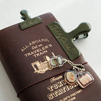 Clip Metálico Vintage con Logotipo Personalizado, Clip para Papel de Diario, Color Negro, Blanco y Verde, Modelo 002