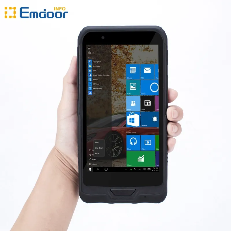 Emdoor 6 นิ้ว IP67 ทนทานแท็บเล็ต 1D 2D Barcode Scanner Windows 10 PDA มือถือ TERMINAL