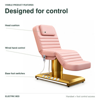 Lit de beauté électrique avec tabouret d'esthéticienne assorti, ensemble chaise de soin rose pour spa, salon, soins de la peau, traitement des cils, mobilier OEM ODM