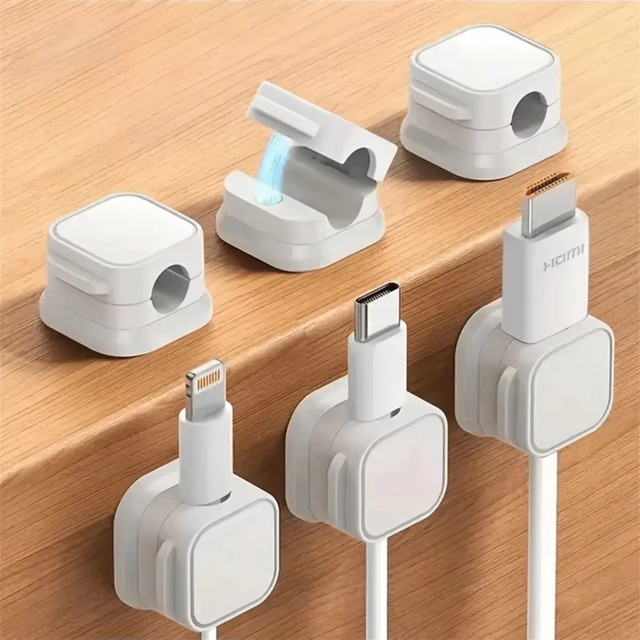 Magnetic Cable Clip Adjustable Cord Holder Under Desk Organizing Cable Management Wire Organizer Cable Holder for Wall and Table