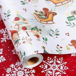 Custom Sleigh Santa Claus Gnome Reindeer Holly Gingerbread <b>Wrapping</b> <b>Paper</b> for Christmas Holiday Kid Gift Packaging <b>Paper</b> - Product Image 2