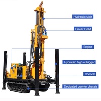 Hengwang HQZ220L Foreuse rotative diesel sur chenilles pour puits d'eau, avec mini compresseur d'air pour forage profond