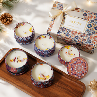 Set Hadiah Lilin Aroma Mewah dari Lilin Kedelai dalam Stoples 6 Pcs dengan Bunga Kering Ramah Lingkungan untuk Pernikahan Natal Liburan Dekorasi Rumah