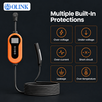Chargeur EV portable OLINK Factory Direct 3,5 kW 7 kW monophasé 16A 32A 40A IP54 avec écran LED pour la recharge à domicile et au garage