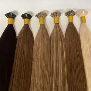 U tip/Flat tip/I tip Hair Extensions 12a 100grams Virgin Vendor Remy 613 blonde sriaght Keratin Pre bonded thin Flat Tip Hair E