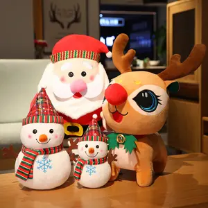 LEMON 2022 공장 도매 부드러운 크리스마스 봉제 장난감 순록 산타 클로스 눈사람 인형