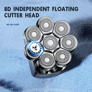 8D Rotary <b>Razor</b> 6-in-1 Grooming Kit Detachable <b>Head</b> IPX6 Waterproof LED Display USB Rechargeable Electric Shaver for Men RV Use - Product Image 5