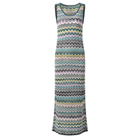 Nouvelle robe décontractée pour femme, design simple à blocs de couleur et motif ondulé, coupe ajustée, col rond, sans manches, robe maxi tendance