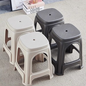 Thickened frosted <b>plastic</b> <b>stool</b>, Nordic style high <b>stool</b>, stackable, non-slip, suitable for living room, dining room, and - Product Image 1