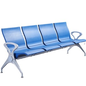 Sillas de espera Bao Xian, fila de 4 asientos, PU azul con reposabrazos para aeropuerto, estación, hospital - Product Image 1