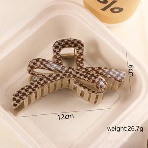 Pinza para el pelo KAKA Cloud grande con estampado de leopardo y pata de gallo, de plástico color café, 12 cm, a la moda, para mujer, para fiestas y uso diario - Product Image 3