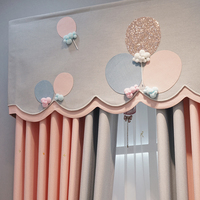 Rideau de chambre d'enfant en coton et lin, motif dessin animé mignon, rose chaud, pour chambre de fille, rideaux brodés en fil.