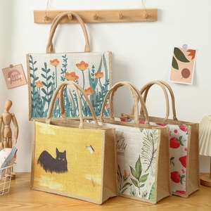 <span class=keywords><strong>Sac</strong></span> fourre-tout en jute à imprimé animalier avec doubles poignées, élégant <span class=keywords><strong>sac</strong></span> à <span class=keywords><strong>main</strong></span> format A4 pour étudiants, idéal pour les cours et les sorties - Product Image 2