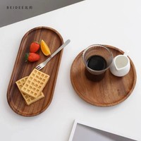 Plateau moderne en bois d'acacia, type sur pied, pour servir le dîner, les sushis, la pizza, le steak, le gâteau, le pain, le thé de l'après-midi, les fruits, utilisation en cuisine, laque