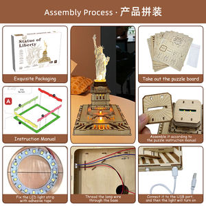 <span class=keywords><strong>Statue</strong></span> de la Liberté, modèle d'architecture célèbre dans le monde entier, conçue par le fabricant OEM, jouet éducatif lumineux à LED, <span class=keywords><strong>puzzle</strong></span> en bois <span class=keywords><strong>3D</strong></span> écologique - Product Image 6