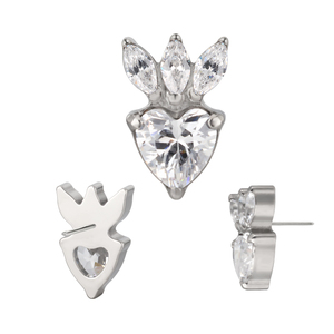 <span class=keywords><strong>Corps</strong></span> Piercing Bijoux Titane CNC Ensemble <span class=keywords><strong>Coeur</strong></span> CZ et 3 Marquise CZ Filetage Interne Labert Boucle D'oreille Lèvre Anneau Top - Product Image 3