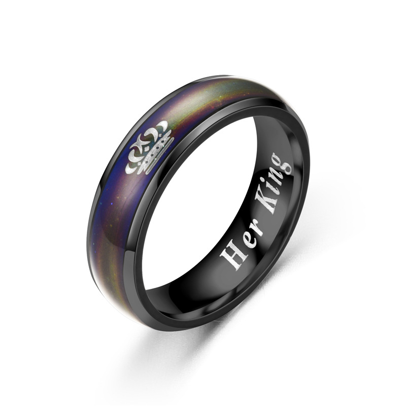 Smart Jewelry Mood Ring cambia colore King Queen Letter Emotion Feeling Mood Ring coppia anello di temperatura