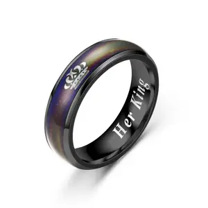 Smart Jewelry Mood Ring cambia colore King Queen Letter Emotion Feeling Mood Ring coppia anello di temperatura