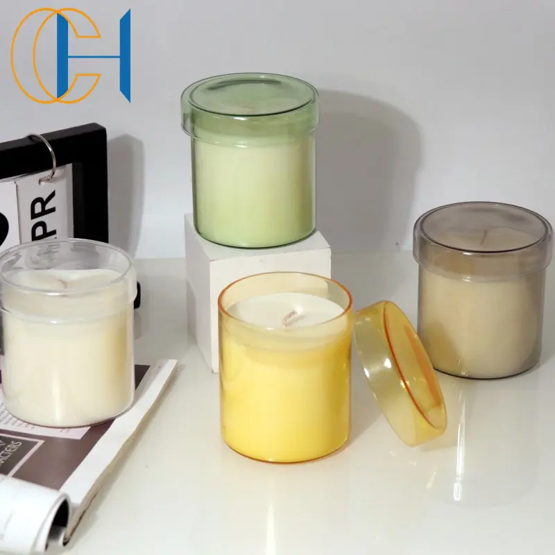 C & Hホームデコレーションクリスタル & ドライフラワー大豆ワックスベーシックガラス瓶の香りのキャンドル