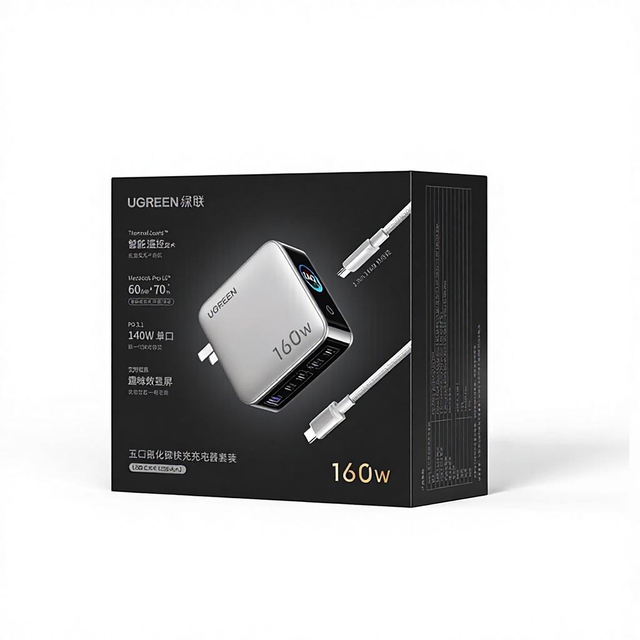 UGREEN Nexode Pro X774 160W GaNCharger 5 Port USB C Smart Display 140W PPS Fast Charging for MacBook iPhone Laptop Foldable Plug