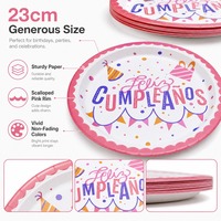 Assiettes en papier rose à bords festonnés jetables pour fête d'anniversaire de filles, thème Princesse, vente chaude