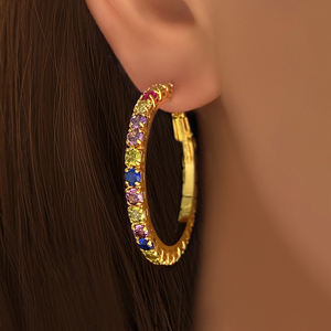 ต่างหูแฟชั่นผู้หญิงขายส่ง เครื่องประดับของขวัญสุดหรู ชุบทอง ดีไซน์ทันสมัย ประดับเพชรซิคอนสีรุ้ง - Product Image 6