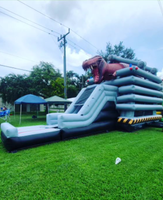 Château gonflable dinosaure 2026 avec toboggans aquatiques pour jardin, à vendre