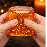 Jouet Squishy Cube Pailleté Halloween en TPR pour Cadeaux de Fête Enfants Adultes Anti-Stress Doux à Presser