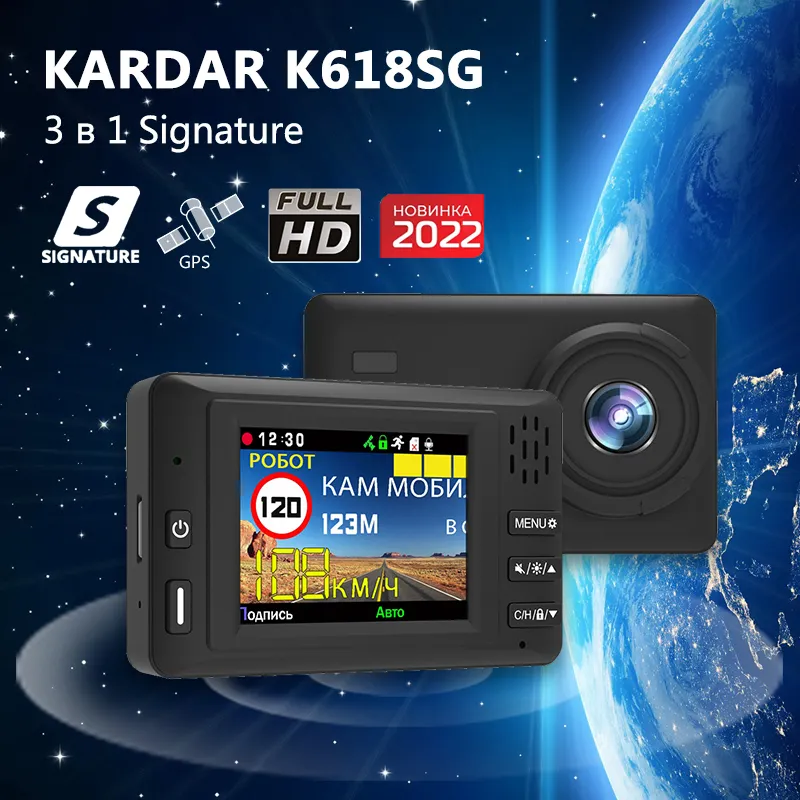 Karadar 3 في 1 سيارة Gps مكافحة الرادار الكاشف DVR 1080P مسجل فيديو داش كاميرا كاميرا الروسية الإنسان صوت تنبيه جهاز K618SG