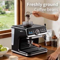 Machine à café domestique et commerciale avec moulin intégré et buse vapeur, commande par bouton-poussoir pour usage professionnel